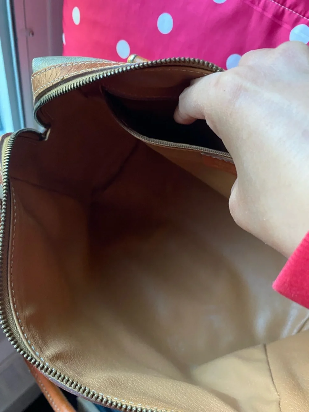 Celine Beige Monogram Satchel with Tan Trim - Picture 9 of 16